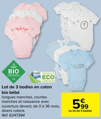 Tex Lot De 3 Bodies En Coton Bio Bebe En Promotion Chez Carrefour