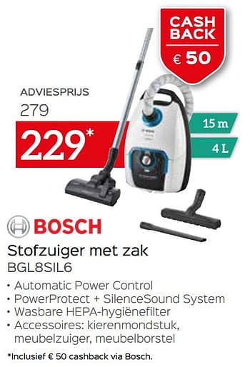 Promoties Bosch stofzuiger met zak bgl8sil6 - Bosch - Geldig van 03/10/2021 tot 31/10/2021 bij Selexion