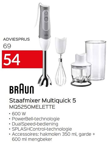 Promotions Braun staafmixer multiquick 5 mq525omelette - Braun - Valide de 03/10/2021 à 31/10/2021 chez Selexion
