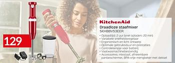 Promoties Kitchenaid draadloze staafmixer 5khbbv53eer - Kitchenaid - Geldig van 03/10/2021 tot 31/10/2021 bij Selexion