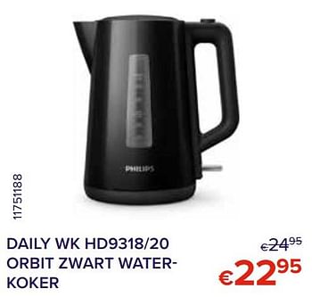 Promoties Philips daily wk hd9318-20 orbit zwart waterkoker - Philips - Geldig van 01/10/2021 tot 31/10/2021 bij Euro Shop