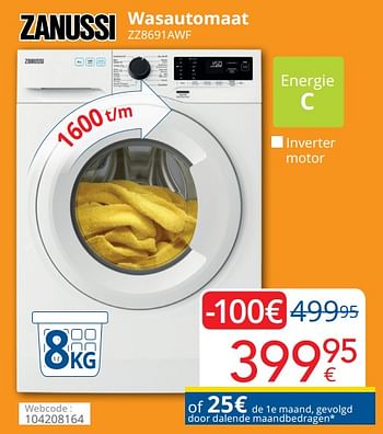 Promoties Zanussi wasautomaat zz8691awf - Zanussi - Geldig van 01/10/2021 tot 31/10/2021 bij Eldi