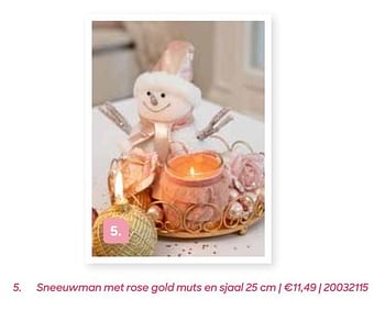 Promoties Sneeuwman met rose gold muts en sjaal - Huismerk - Ava - Geldig van 11/10/2021 tot 31/12/2021 bij Ava