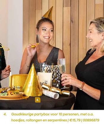 Promoties Goudkleurige partybox voor 10 personen - Huismerk - Ava - Geldig van 11/10/2021 tot 31/12/2021 bij Ava