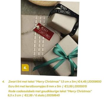 Promoties Zwart lint met tekst merry christmas - Huismerk - Ava - Geldig van 11/10/2021 tot 31/12/2021 bij Ava