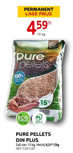 Promoties Pure pellets din plus - Pure Pellets - Geldig van 06/10/2021 tot 25/10/2021 bij Brico