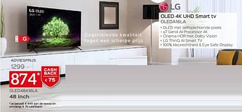 Promoties Lg oled 4k uhd smart tv oled48a16la - LG - Geldig van 03/10/2021 tot 31/10/2021 bij Selexion