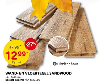 Promoties Wand- en vloertegel sandwood - Huismerk - Brico - Geldig van 06/10/2021 tot 25/10/2021 bij Brico