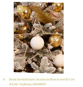 Promoties Boule de noël blanc de laine brillant + mat - Huismerk - Ava - Geldig van 11/10/2021 tot 31/12/2021 bij Ava