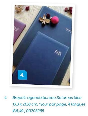 Promotions Brepols agenda bureau saturnus bleu - Brepols - Valide de 11/10/2021 à 31/12/2021 chez Ava