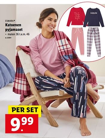 Promoties Katoenen pyjamaset - Esmara - Geldig van 11/10/2021 tot 16/10/2021 bij Lidl
