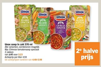 Promoties Chinese tomatensoep speciaal - Unox - Geldig van 04/10/2021 tot 10/10/2021 bij Albert Heijn