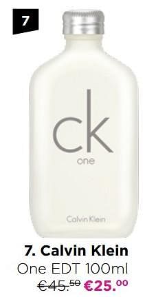 Promoties Calvin klein one edt - Calvin Klein - Geldig van 04/10/2021 tot 31/10/2021 bij ICI PARIS XL