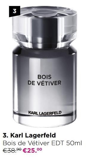 Promoties Karl lagerfeld bois de vétiver edt - Karl Lagerfeld - Geldig van 04/10/2021 tot 31/10/2021 bij ICI PARIS XL