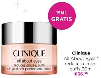 plannen papier De lucht CLINIQUE Clinique all about eyes reduces circles puffs - Promotie bij ICI  PARIS XL