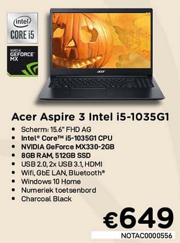 Promoties Acer aspire 3 intel i5-1035g1 - Acer - Geldig van 01/10/2021 tot 31/10/2021 bij Compudeals