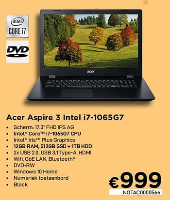 Promoties Acer aspire 3 intel i7-1065g7 - Acer - Geldig van 01/10/2021 tot 31/10/2021 bij Compudeals