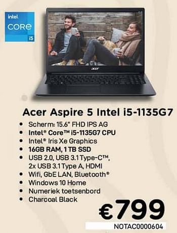 Promoties Acer aspire 5 intel i5-1135g7 - Acer - Geldig van 01/10/2021 tot 31/10/2021 bij Compudeals