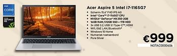 Promoties Acer aspire 5 intel i7-1165g7 - Acer - Geldig van 01/10/2021 tot 31/10/2021 bij Compudeals