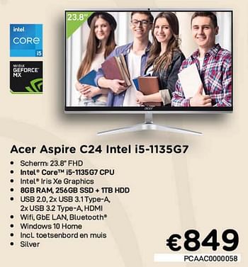 Promoties Acer aspire c24 intel i5-1135g7 - Acer - Geldig van 01/10/2021 tot 31/10/2021 bij Compudeals