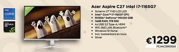 Promoties Acer aspire c27 all-in-one intel i7-1165g7 - Acer - Geldig van 01/10/2021 tot 31/10/2021 bij Compudeals
