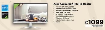 Promotions Acer aspire c27 intel i5-1135g7 - Acer - Valide de 01/10/2021 à 31/10/2021 chez Compudeals