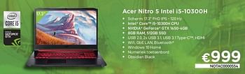 Promoties Acer nitro 5 intel i5-10300h - Acer - Geldig van 01/10/2021 tot 31/10/2021 bij Compudeals