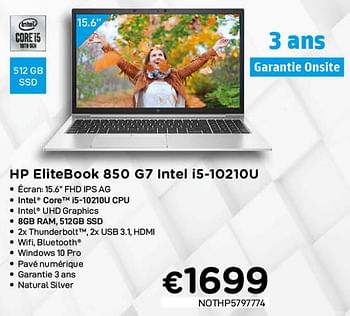 Promotions Hp elitebook 850 g7 intel i5-10210u - HP - Valide de 01/10/2021 à 31/10/2021 chez Compudeals
