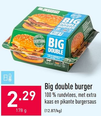 Promoties Big double burger - Huismerk - Aldi - Geldig van 11/10/2021 tot 22/10/2021 bij Aldi