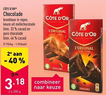 Promoties Chocolade - Cote D'Or - Geldig van 11/10/2021 tot 22/10/2021 bij Aldi