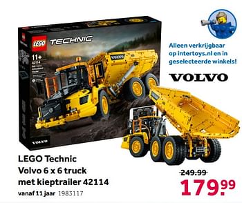 Promoties Lego technic volvo 6 x 6 truck met kieptrailer 42114 - Lego - Geldig van 02/10/2021 tot 05/12/2021 bij Intertoys