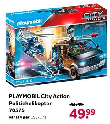 Promoties Playmobil city action politiehelikopter 70575 - Playmobil - Geldig van 02/10/2021 tot 05/12/2021 bij Intertoys