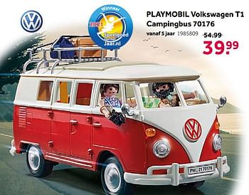 Promoties Playmobil volkswagen t1 campingbus 70176 - Playmobil - Geldig van 02/10/2021 tot 05/12/2021 bij Intertoys