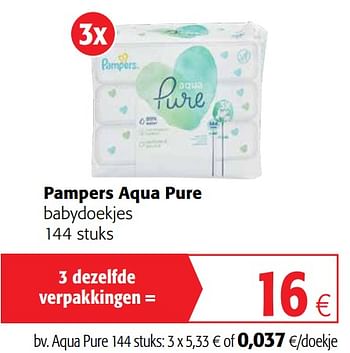 Promoties Pampers aqua pure babydoekjes - Pampers - Geldig van 06/10/2021 tot 19/10/2021 bij Colruyt