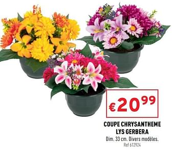 Promotions Coupe chrysantheme lys gerbera - Produit maison - Trafic  - Valide de 13/10/2021 à 17/10/2021 chez Trafic