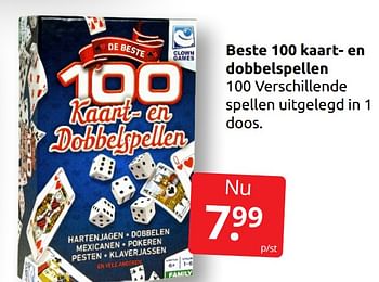 Promoties Beste 100 kaart- en dobbelspellen - Clown Games - Geldig van 10/10/2021 tot 16/10/2021 bij BoekenVoordeel