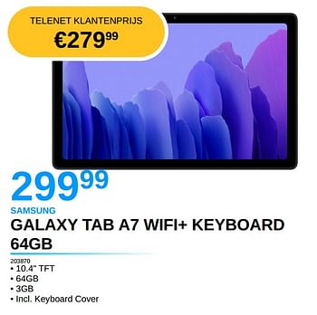 Promoties Samsung galaxy tab a7 wifi+ keyboard 64gb - Samsung - Geldig van 05/10/2021 tot 31/10/2021 bij Auva