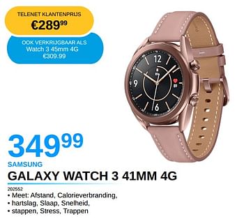 Promoties Samsung galaxy watch 3 41mm 4g - Samsung - Geldig van 05/10/2021 tot 31/10/2021 bij Auva
