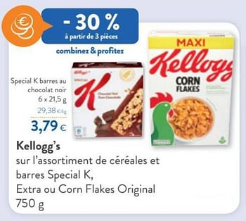 Promotions Kellogg`s special k barres au chocolat noir - Kellogg's - Valide de 06/10/2021 à 19/10/2021 chez OKay