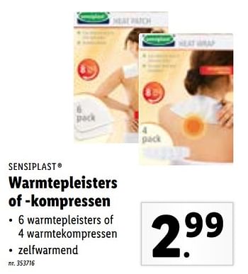 Promotions Warmtepleisters of -kompressen - Sensiplast - Valide de 18/10/2021 à 23/10/2021 chez Lidl