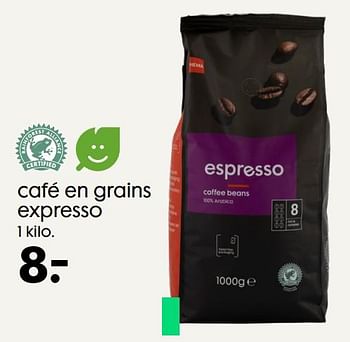 Promotions Café en grains expresso - Produit maison - Hema - Valide de 06/10/2021 à 19/10/2021 chez Hema