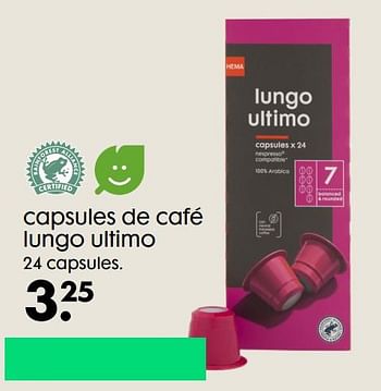 Promotions Capsules de café lungo ultimo - Produit maison - Hema - Valide de 06/10/2021 à 19/10/2021 chez Hema