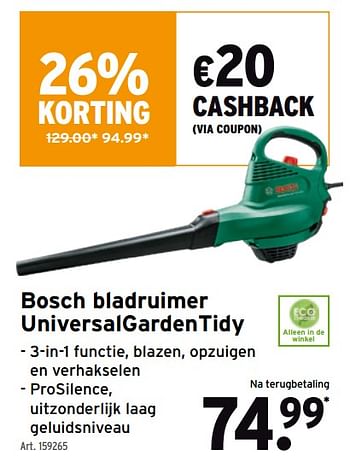 Promoties Bosch bladruimer universalgardentidy - Bosch - Geldig van 20/10/2021 tot 26/10/2021 bij Gamma