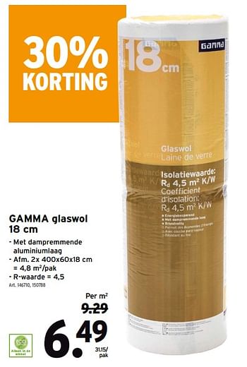 Promoties Gamma glaswol - Gamma - Geldig van 20/10/2021 tot 26/10/2021 bij Gamma