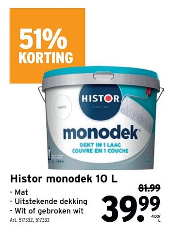 Promoties Histor monodek - Histor - Geldig van 20/10/2021 tot 26/10/2021 bij Gamma