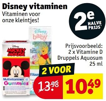 Promoties Vitamine d druppels aquosum - Disney - Geldig van 12/10/2021 tot 24/10/2021 bij Kruidvat