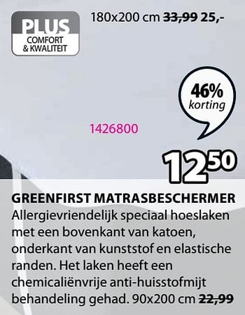 Promoties Greenfirst matrasbeschermer - Huismerk - Jysk - Geldig van 11/10/2021 tot 24/10/2021 bij Jysk