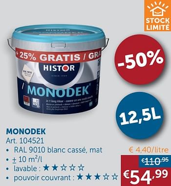 Promotions Monodek - Histor - Valide de 19/10/2021 à 15/11/2021 chez Zelfbouwmarkt