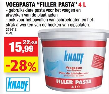 Promoties Voegpasta filler pasta - Knauf - Geldig van 13/10/2021 tot 24/10/2021 bij Hubo