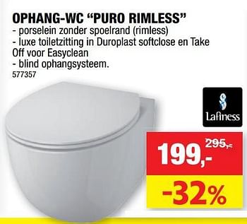 Promoties Ophang-wc puro rimless - Lafiness - Geldig van 13/10/2021 tot 24/10/2021 bij Hubo